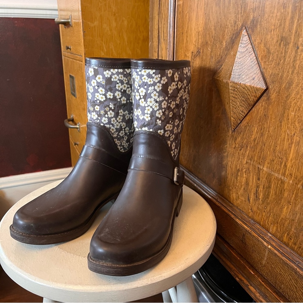 UGG Dark Brown Floral Rain Boots